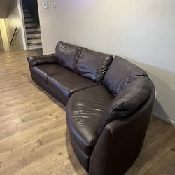 Dark Brown Leather Couch 