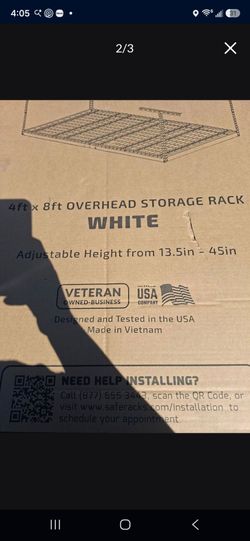 White 4' x 8' Overhead Garage Storage Rack
