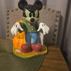Disney Mickey Mouse Halloween Cookie Jar Canister Frankenstein Rare Zombie/Monster Trick or Treat 