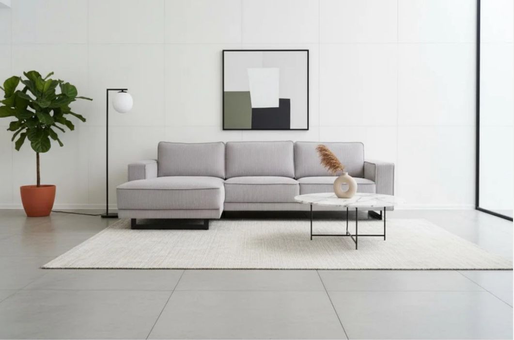 Sarno 2-Piece Chaise Sectional 112" Structural Velvet Fabric