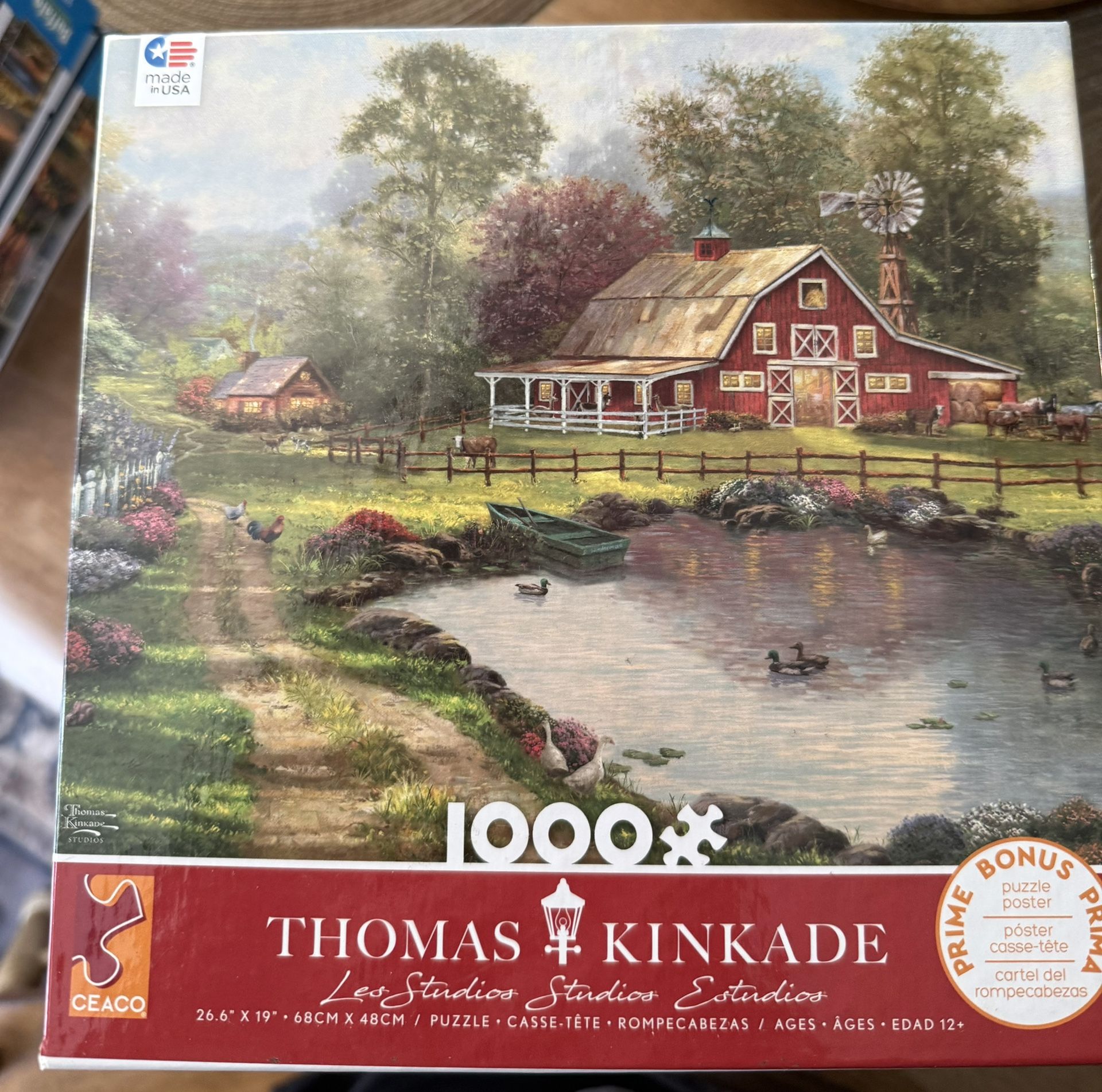 Thomas Kinkade Red Barn Retreat Ceaco 1000 Piece Puzzle