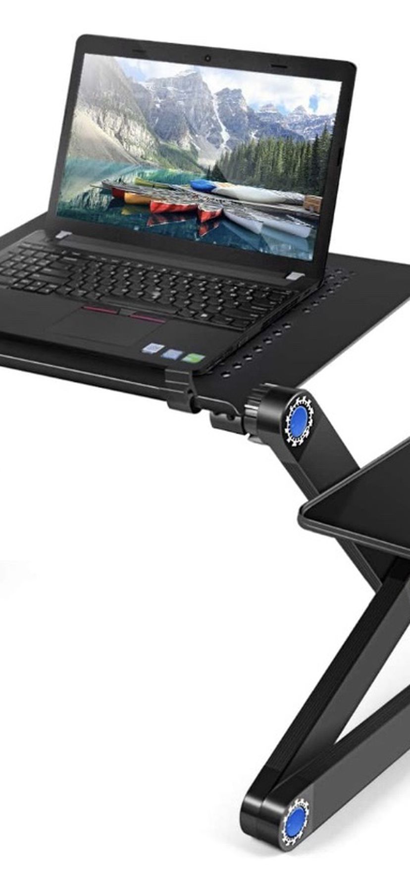 2021 New Laptop Table, Adjustable Laptop Bed Table, Portable Laptop Workstation Notebook Stand Reading Holder with Large Cooling Fan & Mouse Pad, Ergo