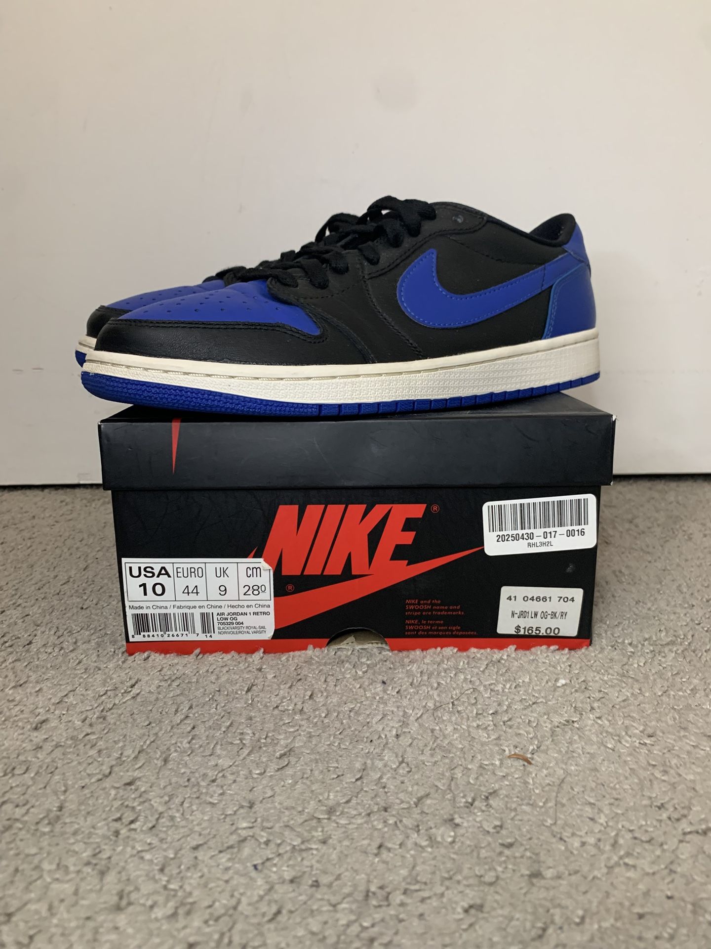 VNDS JORDAN 1 LOW OG ROYAL SIZE 10