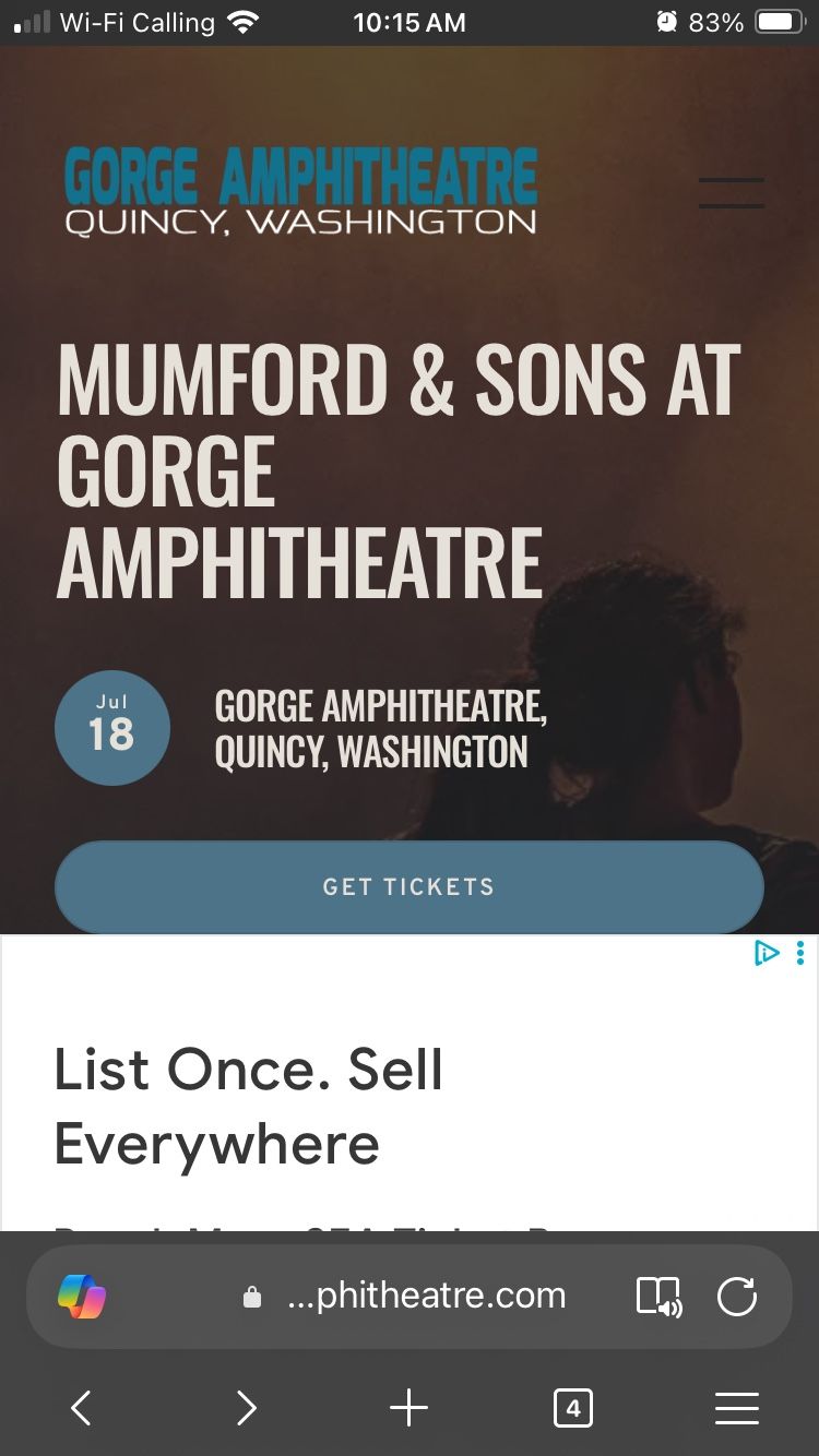 Mumford and Sons Concert at the Gorge 7/18