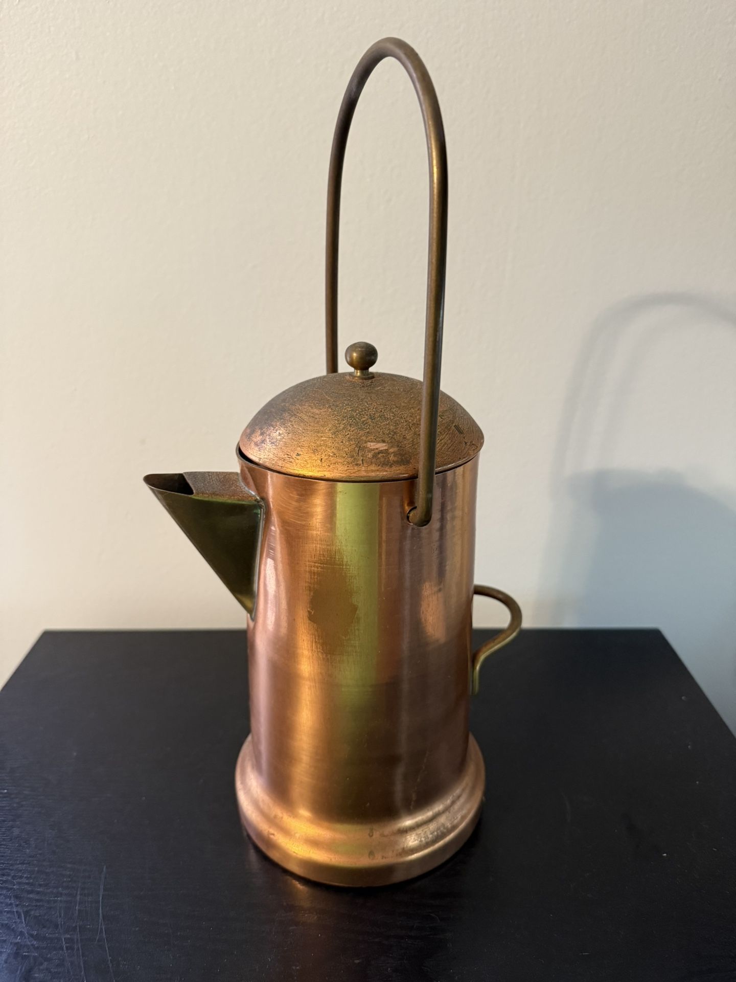 Vintage Copper Over Aluminum Cowboy Campfire Coffee Pot Brass Handles