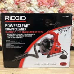 RIDGID PowerClear 120-Volt Drain Cleaning Snake Auger Machine for Heavy Duty Pipe Cleaning for Tubs, Showers, and Sinks