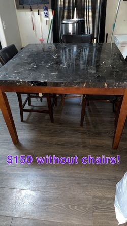 Granite Grey and Black Marble Table