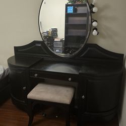 Black Solid Wood Vanity W/ Mirror