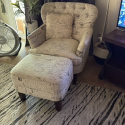 Chair & Ottoman With Throw Pillow