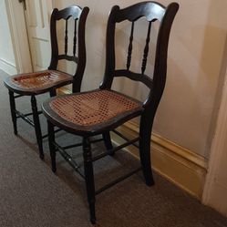 Antique Cane Chairs Matching Set