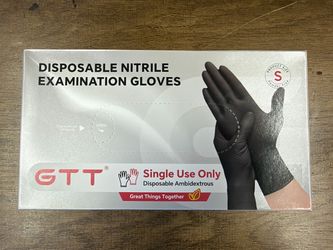 Black Nitrile Exam Gloves – 100 Gloves/Box, Size Small (S)