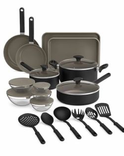 NEW in Box 21 Piece Ceramic Pots & Pans & Cookware Set