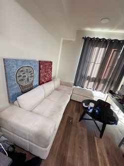 Large Cream Sectional Sofa with Chaise 106” x 75”