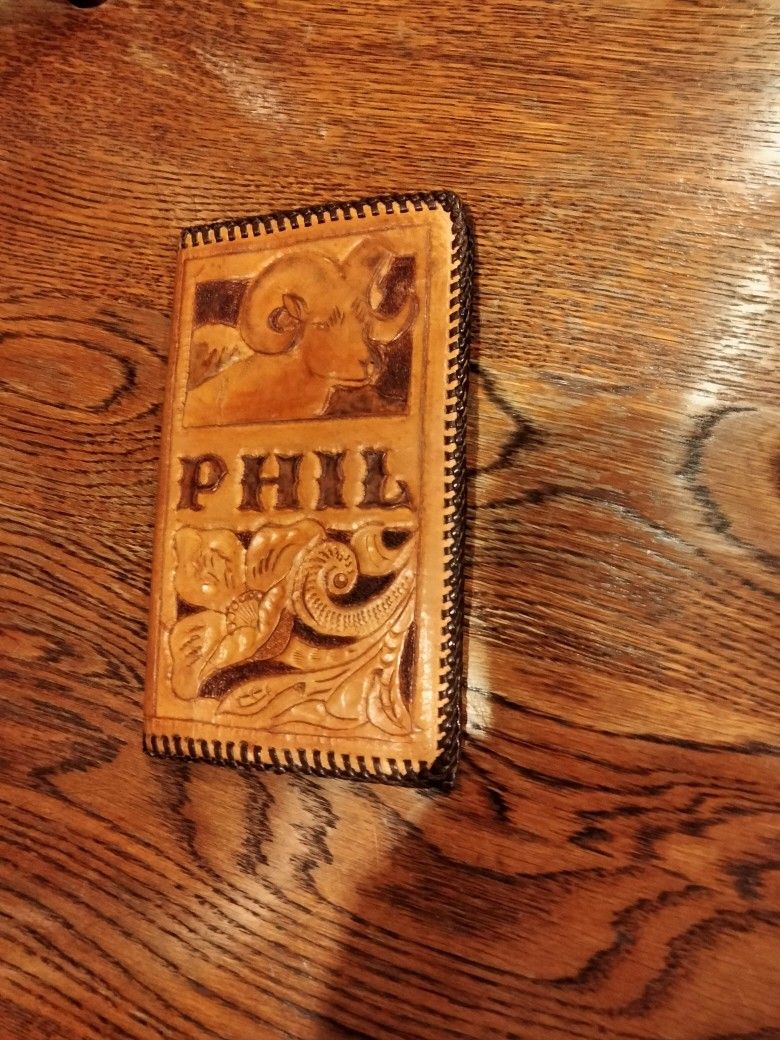 "Phil" or Phillip Handtooled Leather Bi-fold Wallet
