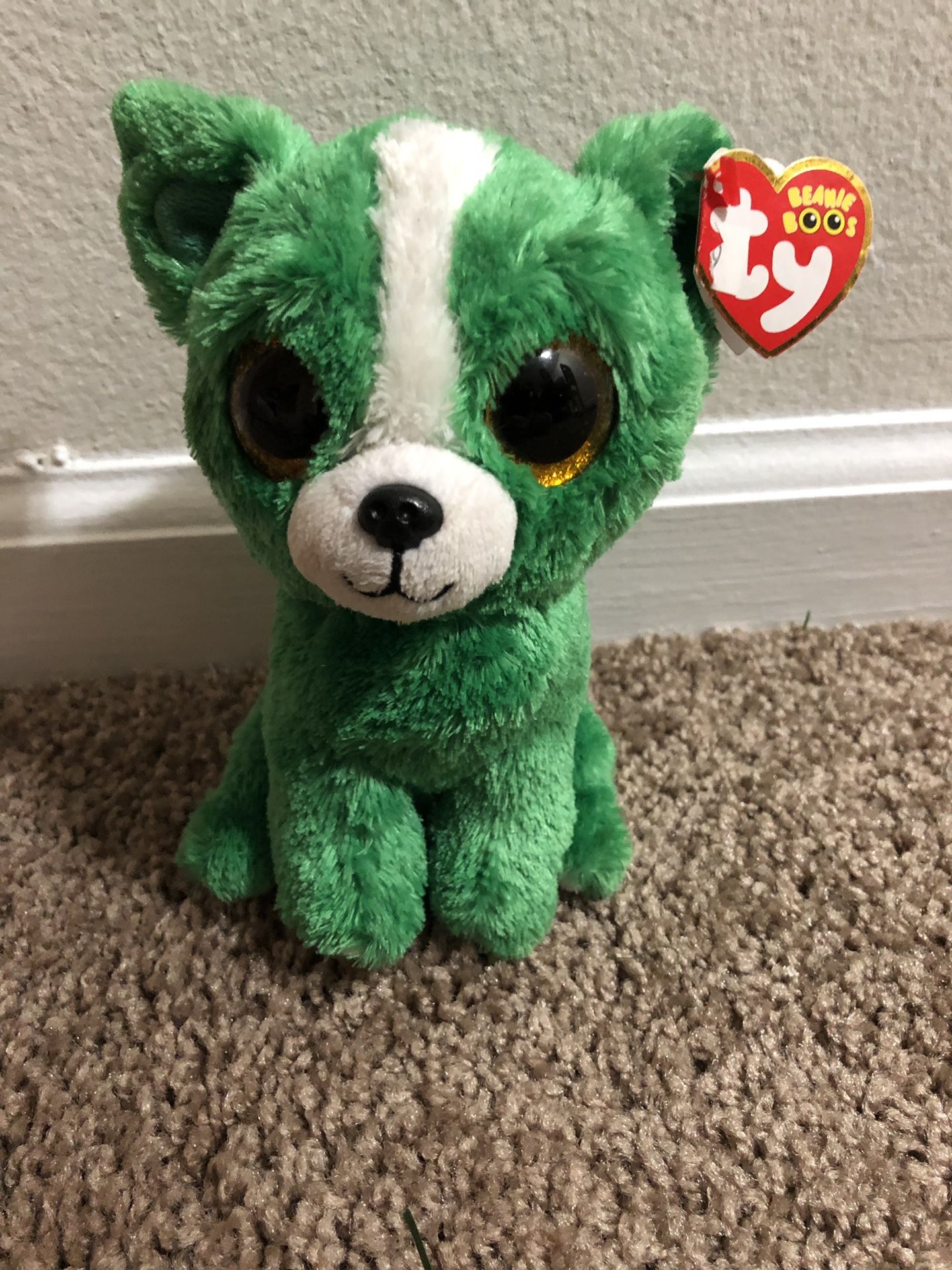 Ty DILL Green White Beanie Boo Chihuahua Dog 6” *Retired Exclusive* RARE & VHTF