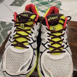 Asics Shoes 2014 Gel Kayano 21 Lightning Yellow Red Silver Vtg Sz 8.5 Mens