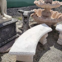 Concrete Plain Curved Benches / Cement Garden Patio Bench / Outdoor Patio Furniture