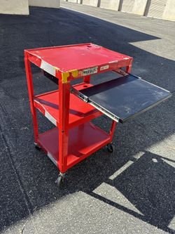 Heavy-Duty Uline Rolling Utility Cart w/ Slide-Out Tray – Metal, Locking Wheels 