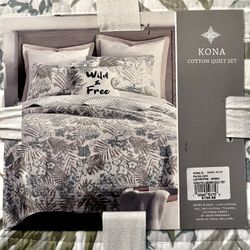 Kona Quilt Set And Throw Pillow (queen)