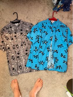 Disney Button-Up Shirts Lot – Mickey, Villains, Oswald – Size Large