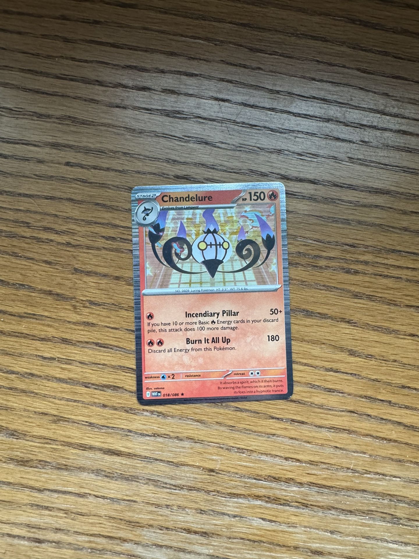Pokémon Chandelure Holo Rare Card – Black & White Next Destinies 018/086