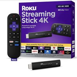 Roku Streaming Stick 4K - HDR & Dolby Vision Roku Streaming Device for TV with Voice Remote & Long-Range Wi-Fi - Free & Live TV