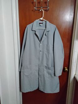 Gray Lab Coat with Button Front