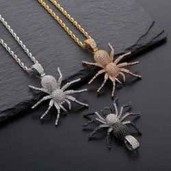 Iced out spider pendant