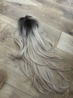 Long Ombre Wig Dark Root to Platinum Blonde new never used