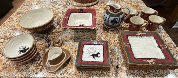 Western Cowboy Ceramic Dinnerware Set
