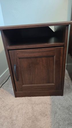 Dark Brown Wood Nightstand with Cabinet-2 unit