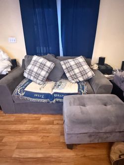 Living Spaces Couch gray suede