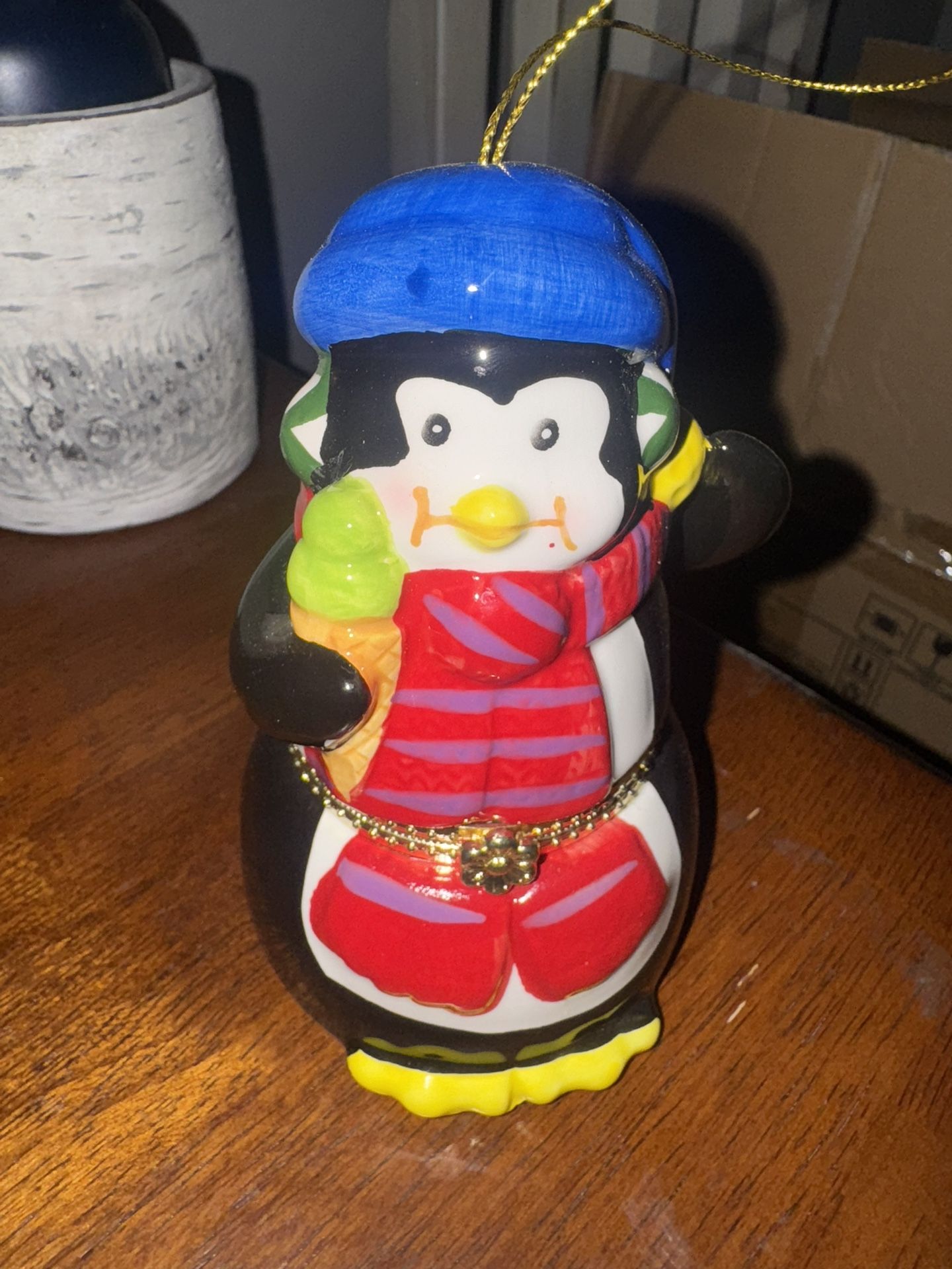 Penguin Ornament - Opens Up With Ice Skaters And A Christmas Song