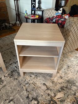 Light Wood End Table with Two Shelves