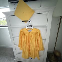 Graduation Gown Golden/yellow With A Cap Size S