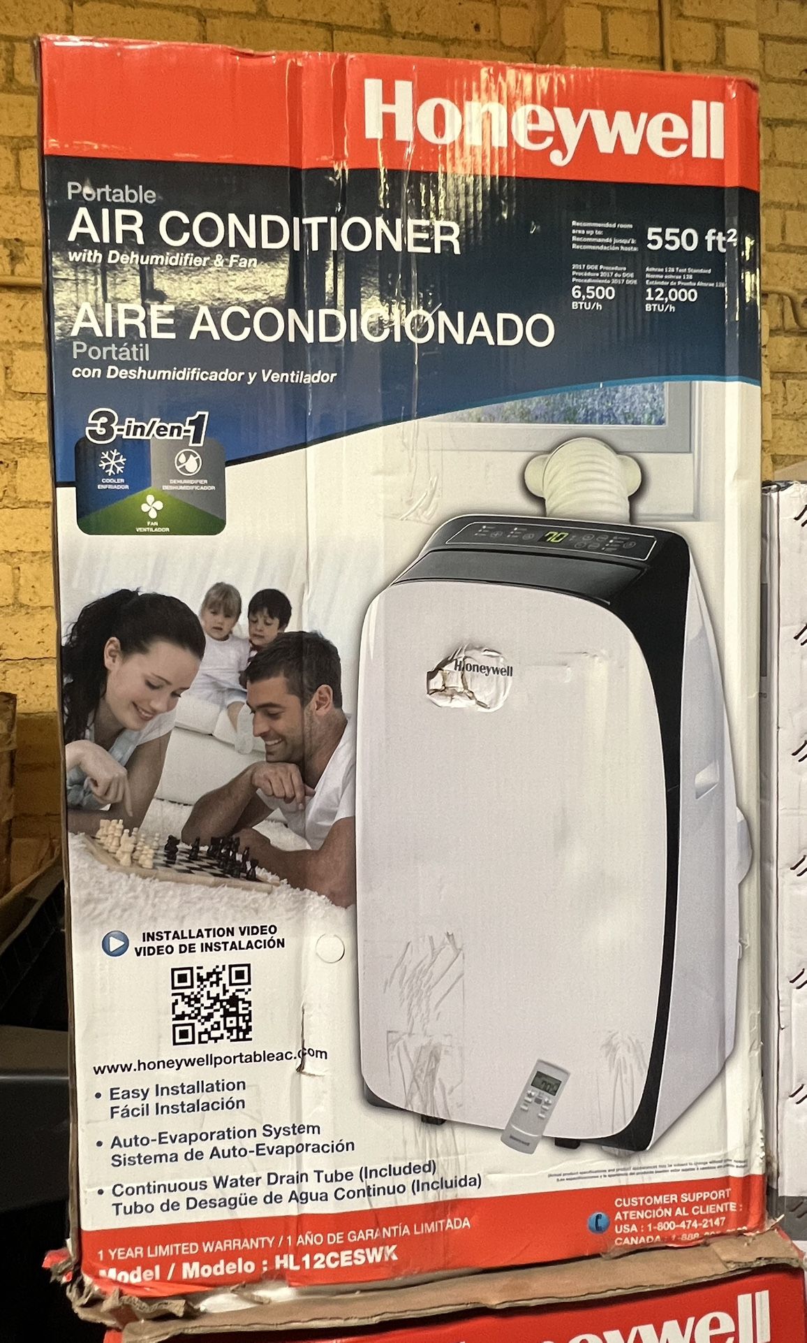 New Honeywell Series 12000 BTU Portable Air Conditioner With Remote (HL12CESWK)