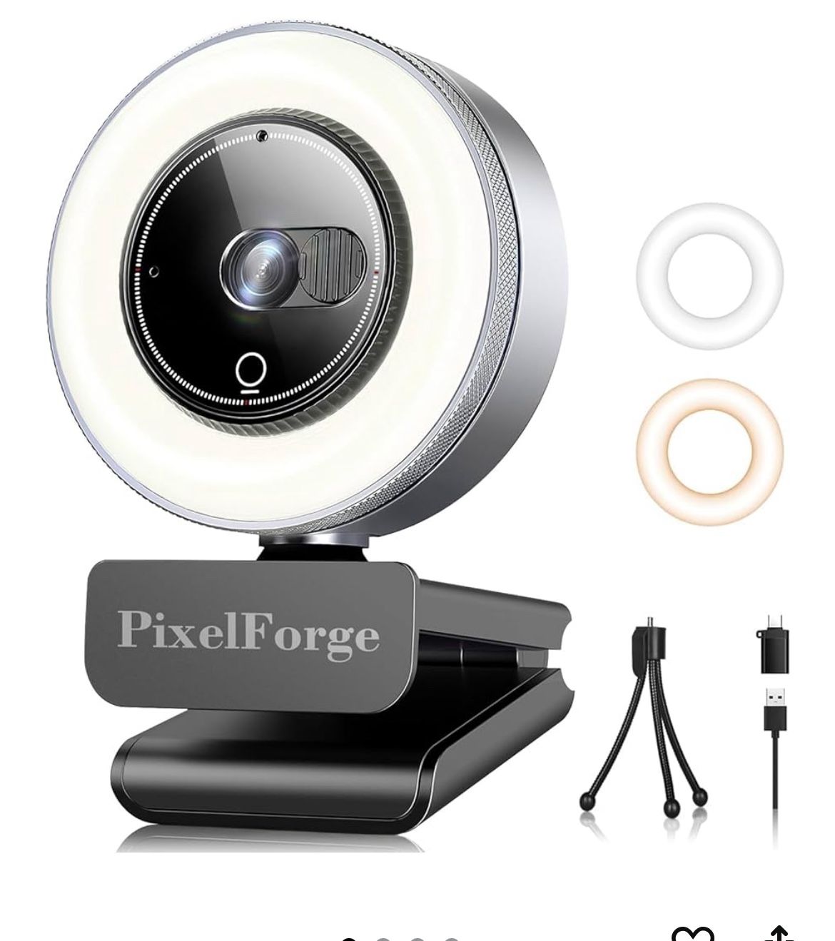 Brand: PixelForge 2K Webcam for PC with Microphone & Light & Privacy Cover, Web Camera for Desktop Computer/Laptop/Monitor/Mac, USB Streaming Camera f