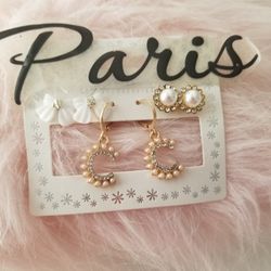 Faux Pearl 3pcs Earrings New