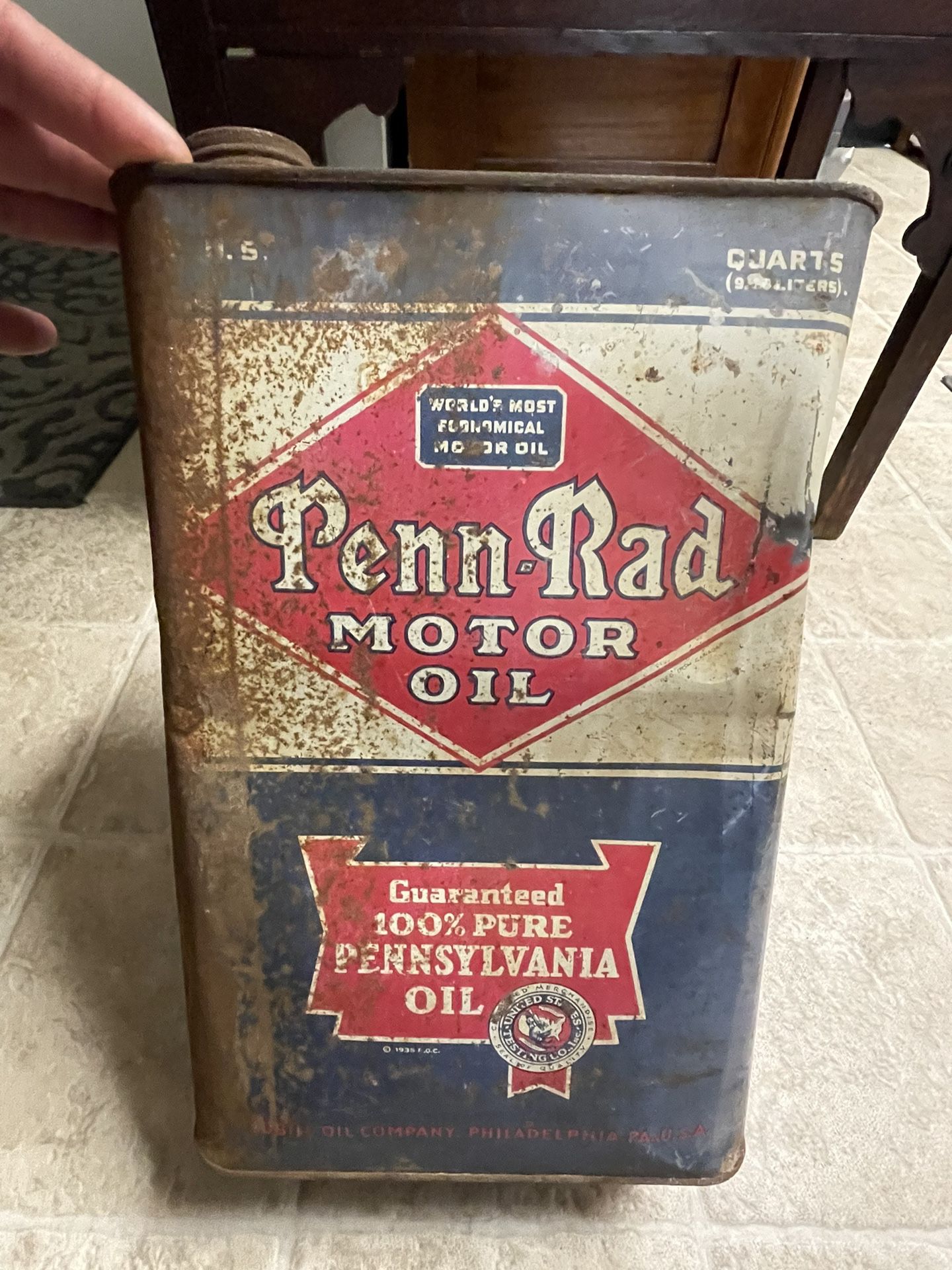 Vintage Penn Rad Motor Oil Can 
