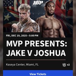 2 Jake Vs Joshua Fight Tickets 