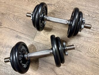 Adjustable Spin-lock Dumbbells Bollinger Cast Iron  pairs of 5s a d 3s pounders. Total:42 lbs