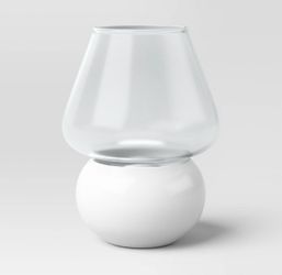 Mushroom Table Lamp Glass and White Base