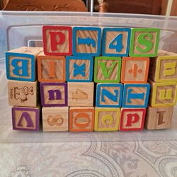 Wooden Alphabet and Number Blocks - 40 Pieces