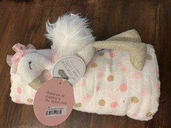 100% Cotton Muslin Swaddle and Rattle
