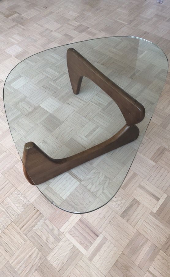 Coffee table - wood with glass top