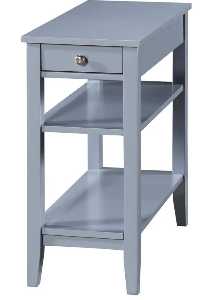 Convenience Concepts American Heritage Chairside End Table with Drawer 23.5" - Classic Living Room Table with Storage Shelf, Bedroom Nightstand, Gray