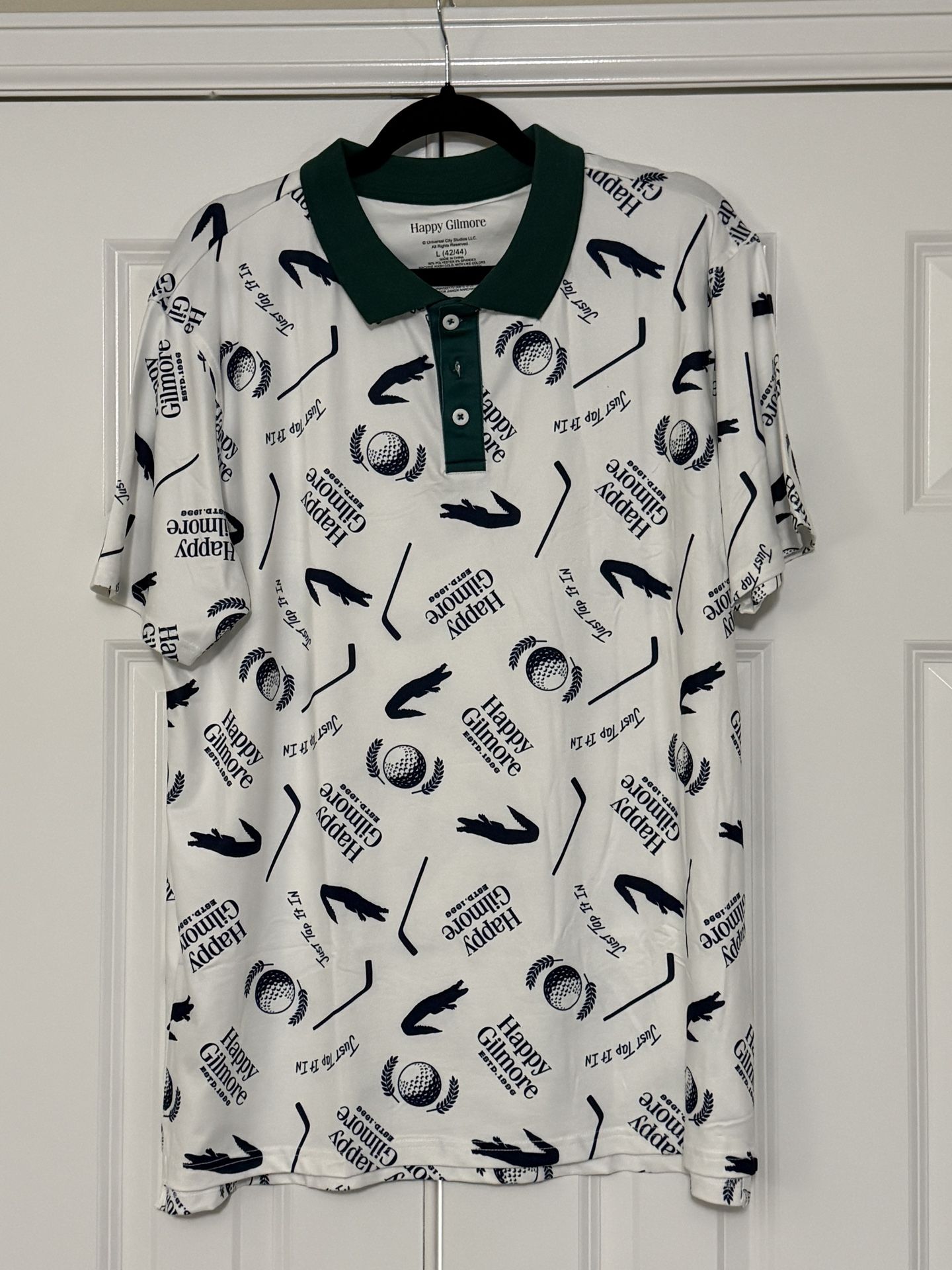 NEW w/ TAGS Men’s HAPPY GILMORE GOLF Polo Shirt LARGE Just Tap It In