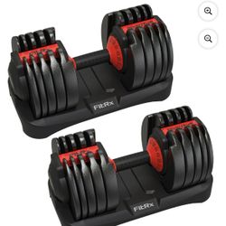 (2 pack) FitRx Adjustable Dumbbells, 52.5lb SmartBell Dumbbell Set with Quick-Select Weights for Home Gym