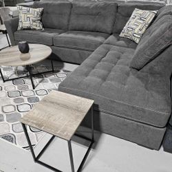 AP🎉 Comfy Gray 2 Piece Sectional Couch With Chaise// Fast Delivery & Financing 