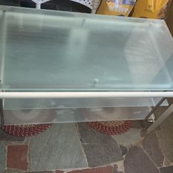 Luxury Chrome & Frosted Glass Table 